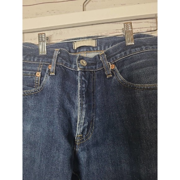 Uniqlo Blue Denim Straight Leg Stretch Dark Wash Jeans Men's Size 30x32 - Picture 3 of 6